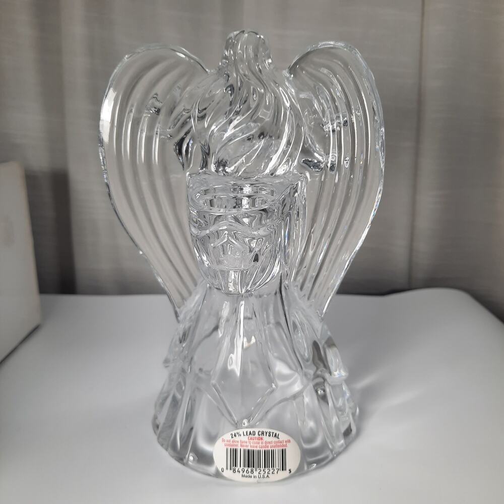 Vintage ST. GEORGE Holiday Elegance 24% Lead Crystal Angel Candlestick Holder